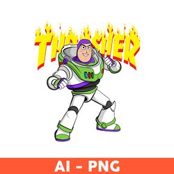thrasher buzz lightyear png, thrasher logo png, buzz lightyear png, cartoon png, ai digital file, brand logo png