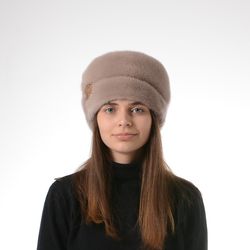 Solid mink hat. Women Winter Cap Mitten Mink. Elegant Mink Hat. Winter Mink Hat. Real Fur Hats. Mink Hats. Kubanka Hat