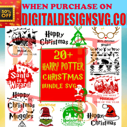 20 harry potter movie christmas svg bundle, harry potter svg files