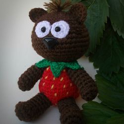 Strawberry Teddy Bear Crochet Pattern Amigurumi tutorial
