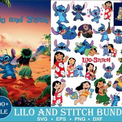 300 files lilo and stitch svg eps png, lilo and stitch bundle svg, for cricut, silhouette, digital, file cut
