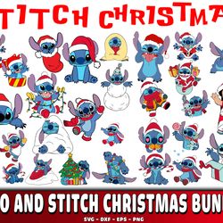 Lilo and Stitch christmas SVG , Lilo and Stitch christmas bundle svg eps png, for Cricut, Silhouette, digital, file cut