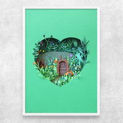 Hobbit Home art print, Printable poster, Wall art, Digital illustration, Digital file, Instant download, Printable art
