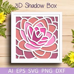 Flower shadow box svg files for cricut, 3d floral layered paper cut decoration