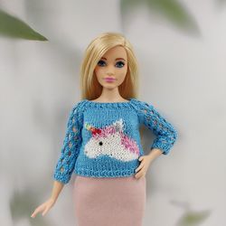 Barbie curvy clothes unicorn sweater
