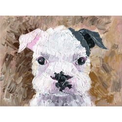 Bull terrier, dog oil painting, canvas panel.