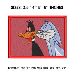 bugs bunny and duck embroidery design file,  anime embroidery design, machine embroidery design, anime pes design brothe