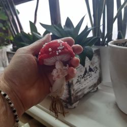 Amanita textile mushroom for Home decor.Soft skulpture red  mushroom.