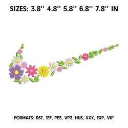 flowers swoosh embroidery design, machine embroidery file. ghibli embroidery design