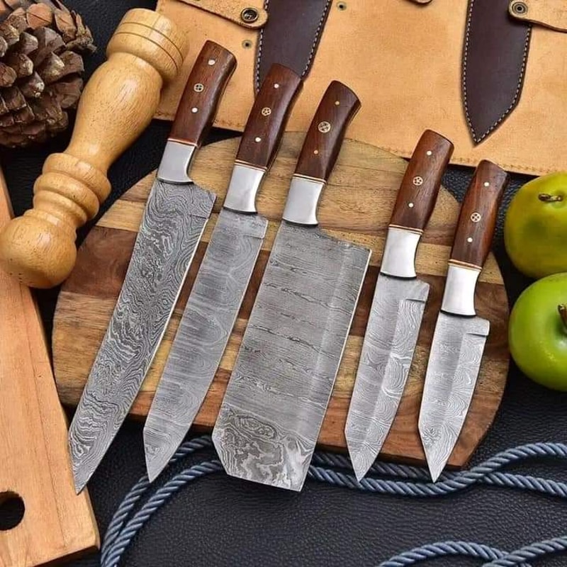 5Piece Carbon Steel Chef Knives Set