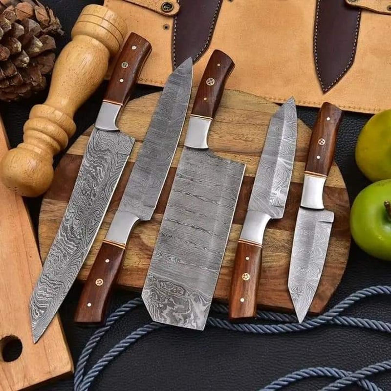 5Piece Carbon Steel Chef Knives Set