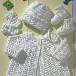 Baby Knitting Vintage Pattern PDF-Matinee coat/Jacket, Mitts, Bonnet and Booties, Chest sizes 14-20 ins, PDF Download