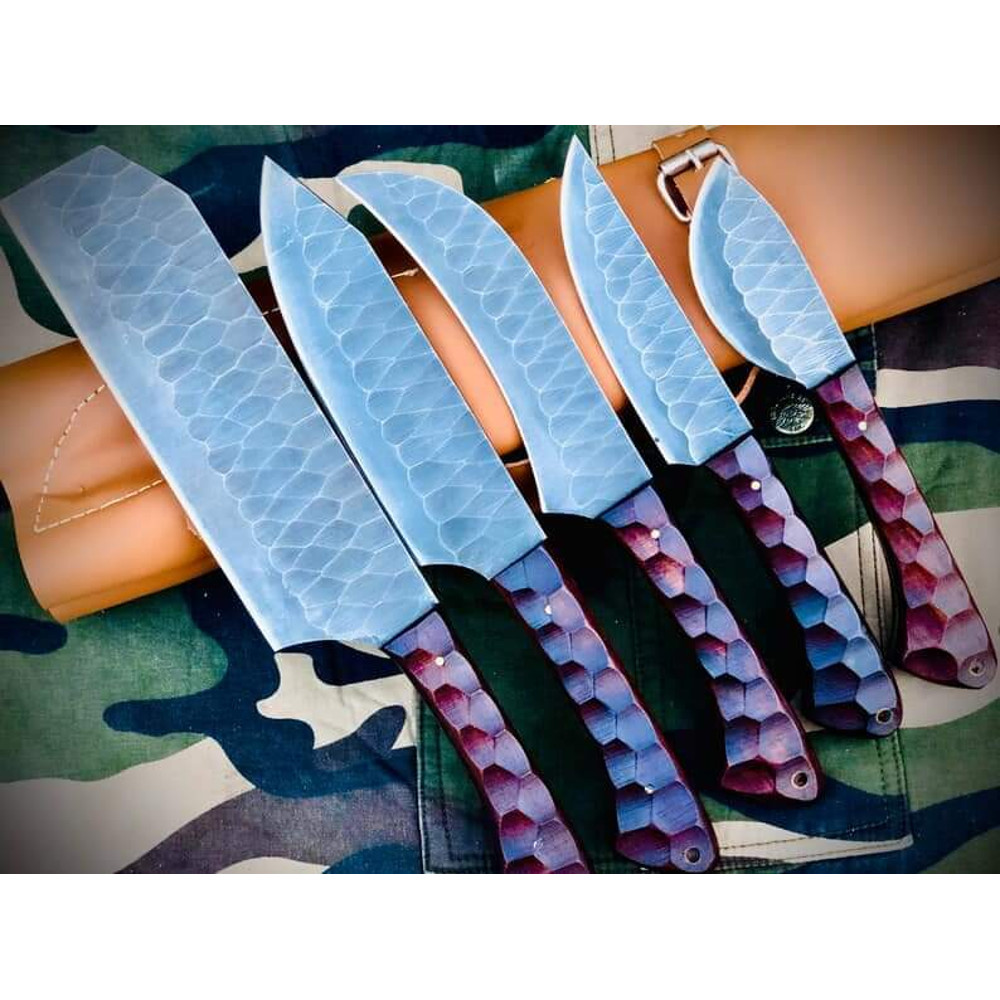 5Piece Carbon Steel Chef Knives Set