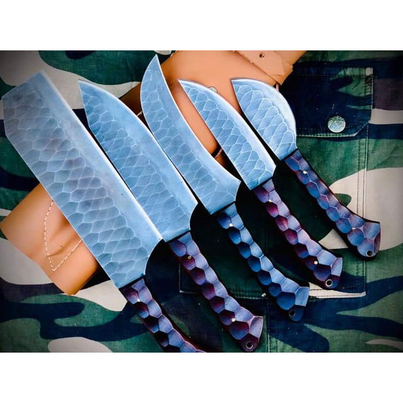 5Piece Carbon Steel Chef Knives Set