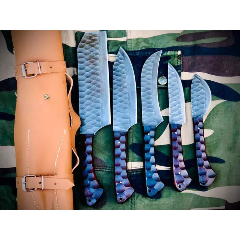 5Piece Carbon Steel Chef Knives Set