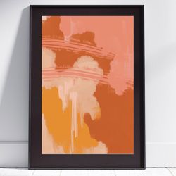 boho style art print digital download abstract printing vivid artwork ethnic above bed yellow mustard pink orange print
