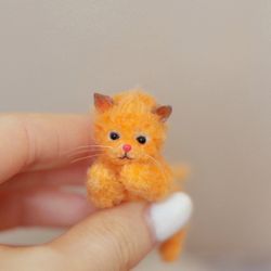 Miniature red kitten, Mini fluffy cat, Custom cat portrait, Dollhouse miniatures, Unique gift for girl