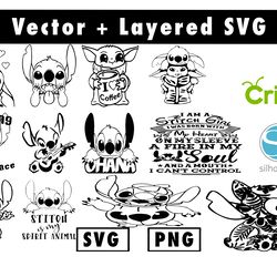 stitch  svg & png files for cricut machine , anime svg , manga svg , goku svg