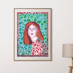 Girl with red hair Art prints Digital illustrations 5 files PNG JPG