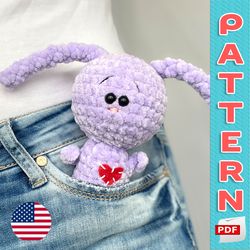 bunny crochet pattern, pocket rabbit easter gift, amigurumi plush baby toy