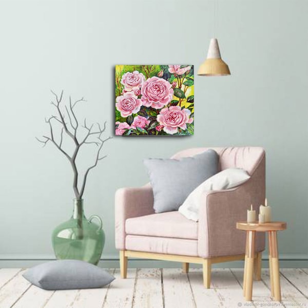 Roses Oil Painting Floral Original Wall Art Garden Roses Art - Inspire ...