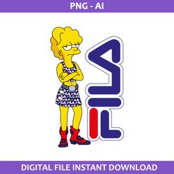 lisa simpson fila png, fila logo png, lisa simpson png, fashion brand png, ai digital file