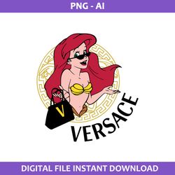 ariel versace png, versace logo png, princess ariel png, fashion brand png, ai digital file