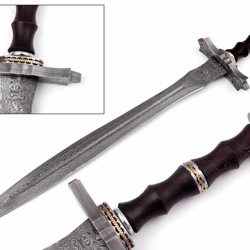30 Inch Templar Sword Combat Damascus Steel Viking Sword Hand Forged