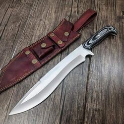handmade fixed blade hunting knife with sheath – stainless steel bowie camping knife – gift for men