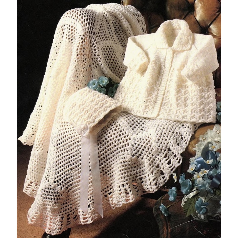 Baby Coat, Bonnet And Shawl, Knitting And Crochet Pattern.jpg