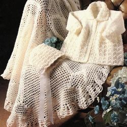 Baby Knitting and Crochet Pattern, Baby's Coat (jacket, cardigan), Bonnet,  Crochet Shawl,  PDF Instant Download
