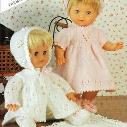 Clothes for Dolls and Premature Babies, Knitting Pattern PDF-Size 12-22", Jacket Leggings Bonnet Dress Bootees Hairband