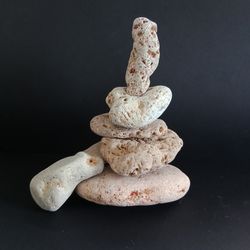 Wabi sabi, Zen garden decor, cairn, 7 banded hag stone,Japandi styie, yoga decor, Interior stone piramid, balance pebble