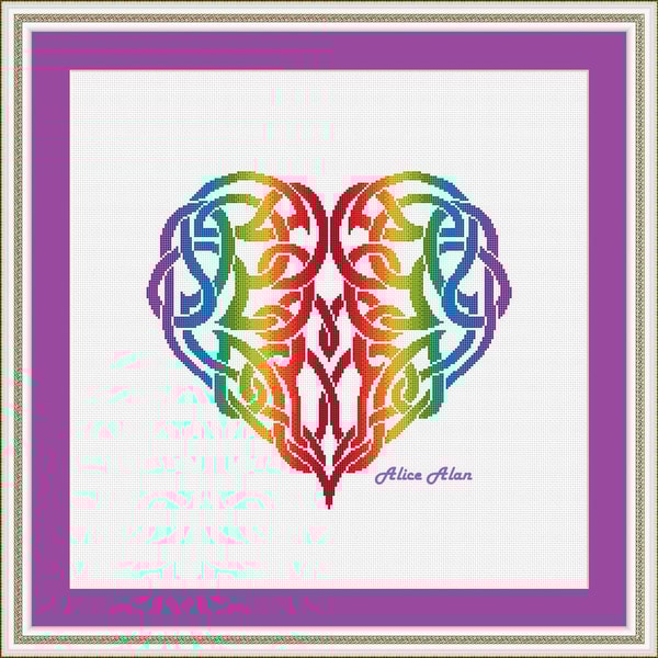 Cross stitch pattern Heart celtic knot silhouette ethnic | Inspire Uplift