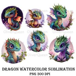 dragon watercolor sublimation art, dragon png, dragon clipart