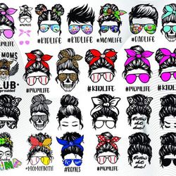 100 files messy bun svg, messy bun bundle png, for cricut, silhouette, digital, file cut