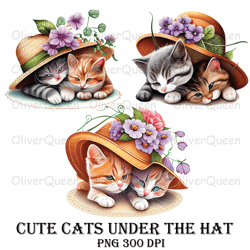 Cats Under The Hat Watercolor Art, Cats Png, Cats