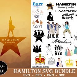130 files hamilton svg eps png, hamilton bundle svg, for cricut, silhouette, digital, file cut