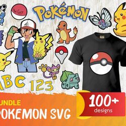 100 file pokemon SVG Mega Bundle svg eps png, for Cricut, Silhouette, digital, file cut