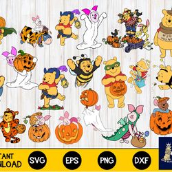 pooh halloween bundle svg dxf eps png, bundle halloween svg ,cricut, for cricut, silhouette, digital, file cut