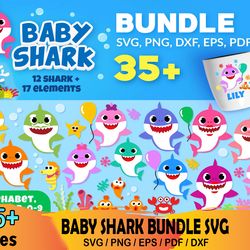 35 Baby Shark Bundle Svg, Baby Shark Themed, Baby Shark Party