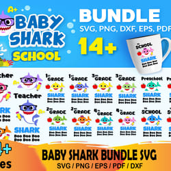 14 baby shark school bundle svg, school svg, teacher shark svg