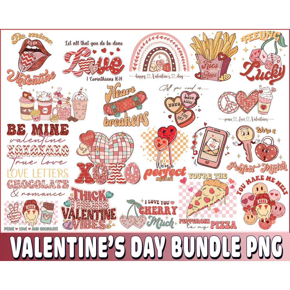 Retro Valentine_s day Sublimation, Valentines Day Sublimation bundle, Valentine Day love sublimation ,Valentine day PNG bundle , Silhouette, Digital download ,