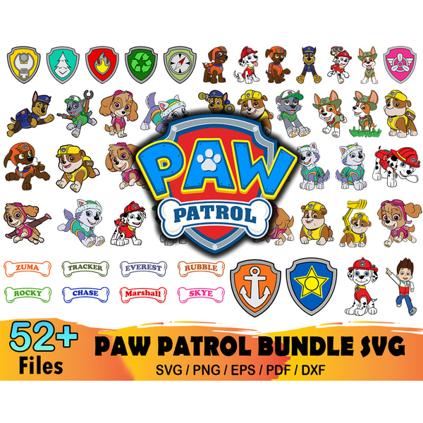 52 Paw Patrol Bundle Svg, Paw Patrol Svg, Paw Patrol Clipart - Inspire ...