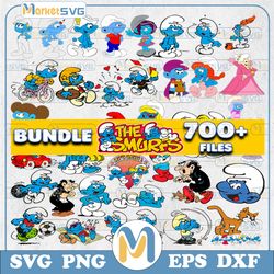 700 files smurfs svg, smurfs svg, mega bundle smurfs png, smurfs layered svg