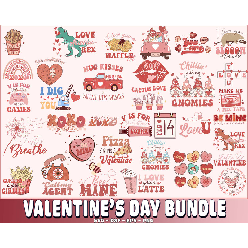 Retro Valentines Day SVG ,Messy, t-rex , Car , Love, Teeddy Valentine_s day SVG DXF EPS PNG.jpg