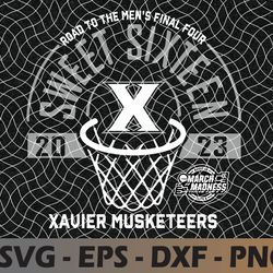 xavier musketeers sweet 16 2023 march madness navy svg, eps, png, dxf, digital download