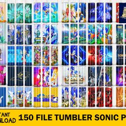 150 file tumbler Sonic Bundle PNG High Quality, Designs 20 oz sublimation, Bundle Design Template for Sublimation