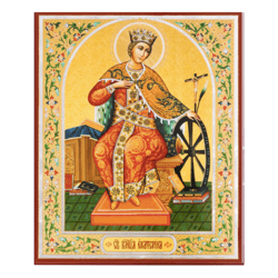 St. Catherine of Alexandria | Silver and gold foiled lithography | Size: 5 1/4"x4 1/2"