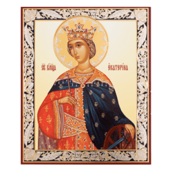 St. Catherine of Alexandria | Silver and gold foiled lithography | Size: 5 1/4"x4 1/2"